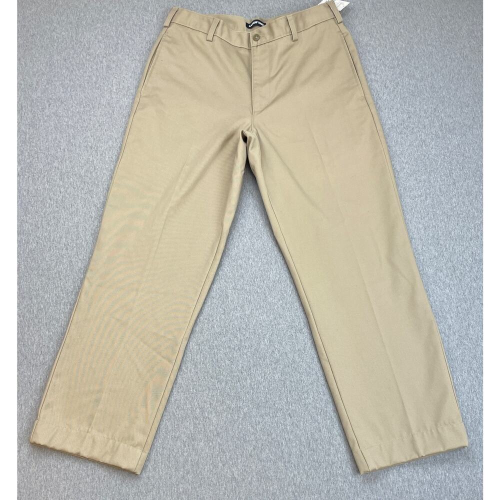 Lands End Pants Mens 32 Beige 100% Cotton Chino Flat Front Straight Fit NWT